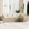 Image de vidaXL Salon de jardin avec coussins 5 pcs beige résine tressée