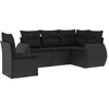 Image de Vidaxl Salon De Jardin 5 Pcs Avec Coussins Noir RÃ©sine TressÃ©e
