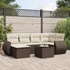 Image de vidaXL Salon de jardin avec coussins 7 pcs marron résine tressée3221672