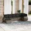 Image de vidaXL Salon de jardin avec coussins 7 pcs gris résine tressée3221679