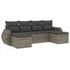 Image de Vidaxl Salon De Jardin 6 Pcs Avec Coussins Gris RÃ©sine TressÃ©e