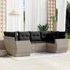 Image de Vidaxl Salon De Jardin 6 Pcs Avec Coussins Gris Clair RÃ©sine TressÃ©e