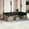 Image de Vidaxl Salon De Jardin Avec Coussins 10 Pcs Gris Clair RÃ©sine TressÃ©e