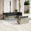 Image de Vidaxl Salon De Jardin 9 Pcs Avec Coussins Gris Clair RÃ©sine TressÃ©e