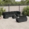 Image de vidaXL Salon de jardin 10 pcs avec coussins noir résine tressée3221824