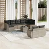 Image de vidaXL Salon de jardin avec coussins 10 pcs gris clair résine tressée3221831
