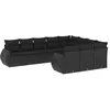 Image de Vidaxl Salon De Jardin 10 Pcs Avec Coussins Noir RÃ©sine TressÃ©e