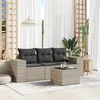Image de Vidaxl Salon De Jardin 4 Pcs Avec Coussins Gris Clair RÃ©sine TressÃ©e