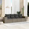 Image de vidaXL Salon de jardin 4 pcs avec coussins gris résine tressée3222279