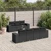 Image de vidaXL Salon de jardin 8 pcs avec coussins noir résine tressée3222324