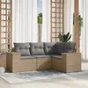 Image de vidaXL Salon de jardin avec coussins 4 pcs beige résine tressée3222508