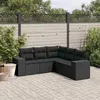 Image de vidaXL Salon de jardin 5 pcs avec coussins noir résine tressée