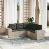 Image de vidaXL Salon de jardin 5 pcs avec coussins gris clair résine tressée