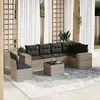 Image de Vidaxl Salon De Jardin Avec Coussins 7 Pcs Gris Clair RÃ©sine TressÃ©e