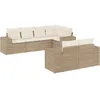Image de Vidaxl Salon De Jardin Avec Coussins 7 Pcs Beige RÃ©sine TressÃ©e