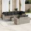 Image de Vidaxl Salon De Jardin 9 Pcs Avec Coussins Gris Clair RÃ©sine TressÃ©e