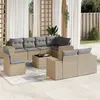 Image de vidaXL Salon de jardin avec coussins 9 pcs beige résine tressée