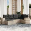 Image de Vidaxl Salon De Jardin 6 Pcs Avec Coussins Gris Clair RÃ©sine TressÃ©e