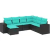 Image de Vidaxl Salon De Jardin 7 Pcs Avec Coussins Noir RÃ©sine TressÃ©e