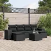 Image de Vidaxl Salon De Jardin 7 Pcs Avec Coussins Noir RÃ©sine TressÃ©e