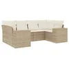 Image de Vidaxl Salon De Jardin Avec Coussins 6 Pcs Beige RÃ©sine TressÃ©e