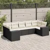 Image de vidaXL Salon de jardin 7 pcs avec coussins noir résine tressée