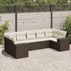 Image de Vidaxl Salon De Jardin Avec Coussins 7 Pcs Marron RÃ©sine TressÃ©e