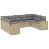 Image de Vidaxl Salon De Jardin Avec Coussins 9 Pcs Beige RÃ©sine TressÃ©e