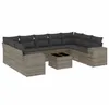 Image de Vidaxl Salon De Jardin Avec Coussins 10 Pcs Gris RÃ©sine TressÃ©e