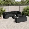Image de Vidaxl Salon De Jardin 10 Pcs Avec Coussins Noir RÃ©sine TressÃ©e