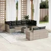 Image de vidaXL Salon de jardin avec coussins 10 pcs gris clair résine tressée