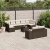 Image de vidaXL Salon de jardin 10 pcs avec coussins marron résine tressée3223032