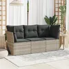 Image de Vidaxl Salon De Jardin Avec Coussins 3 Pcs Gris Clair RÃ©sine TressÃ©e