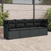 Image de Vidaxl Salon De Jardin 4 Pcs Avec Coussins Noir RÃ©sine TressÃ©e