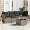 Image de vidaXL Salon de jardin 5 pcs avec coussins gris résine tressée