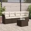 Image de vidaXL Salon de jardin avec coussins 5 pcs marron résine tressée3217243