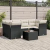 Image de Vidaxl Salon De Jardin 7 Pcs Avec Coussins Noir RÃ©sine TressÃ©e