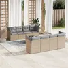 Image de vidaXL Salon de jardin avec coussins 9 pcs beige résine tressée