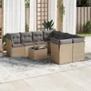 Image de vidaXL Salon de jardin avec coussins 9 pcs beige résine tressée