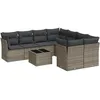 Image de Vidaxl Salon De Jardin 9 Pcs Avec Coussins Gris RÃ©sine TressÃ©e