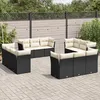 Image de vidaXL Vidaxl Salon De Jardin 12 Pcs Avec Coussins Noir Résine Tressée