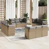 Image de vidaXL Salon de jardin avec coussins 12 pcs beige résine tressée