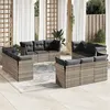 Image de vidaXL Salon de jardin avec coussins 12 pcs gris clair résine tressée