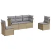 Image de Vidaxl Salon De Jardin Avec Coussins 5 Pcs Beige RÃ©sine TressÃ©e