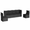 Image de Vidaxl Salon De Jardin 6 Pcs Avec Coussins Noir RÃ©sine TressÃ©e