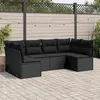 Image de vidaXL Salon de jardin 6 pcs avec coussins noir résine tressée
