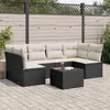 Image de vidaXL Salon de jardin 7 pcs avec coussins noir résine tressée
