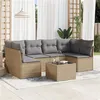 Image de vidaXL Salon de jardin avec coussins 7 pcs beige résine tressée