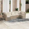 Image de Vidaxl Salon De Jardin Avec Coussins 7 Pcs Beige RÃ©sine TressÃ©e