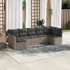 Image de Vidaxl Salon De Jardin Avec Coussins 7 Pcs Gris RÃ©sine TressÃ©e